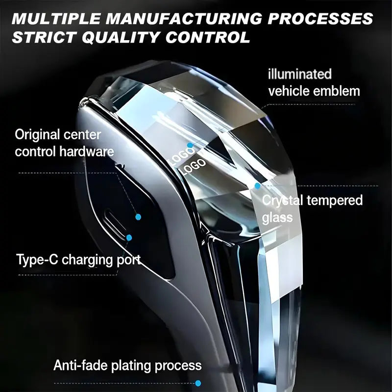 LED Crystal Gear Shift Knob, Touch Activated 7-Color RGB Light up Gear Shifter, USB Rechargeable Diamond-Cut Illuminated Shift Handle, Car Interior Upgrade Accessory Car Accessories Shifter Knobs Interchangeable Knob Gearshifter