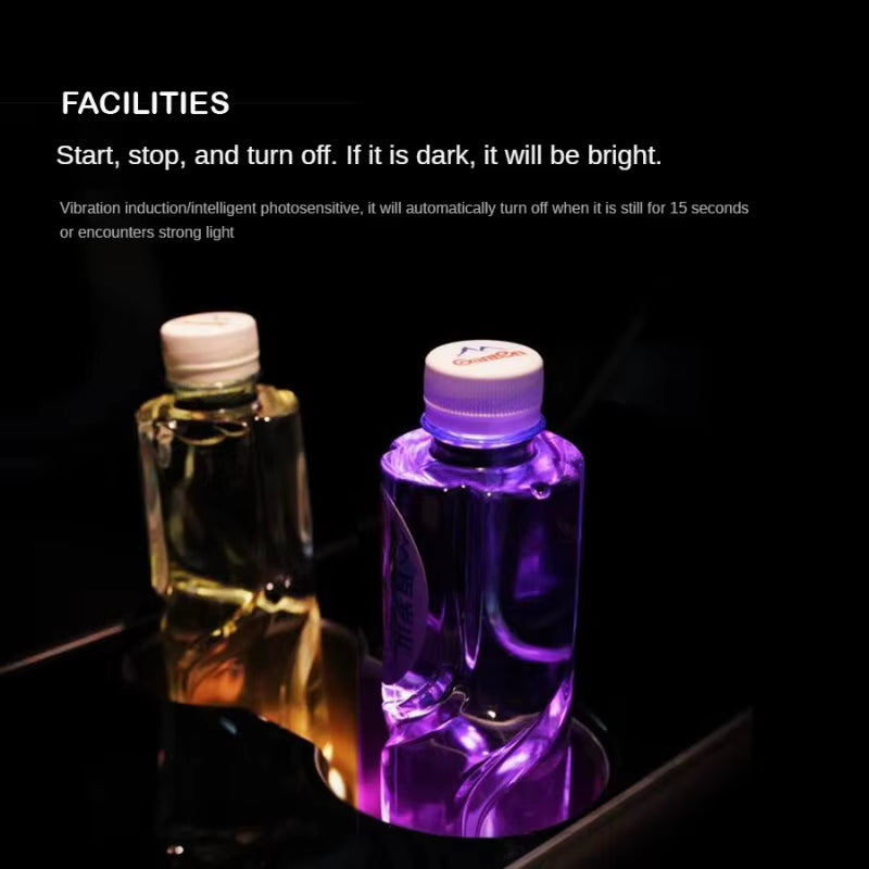 7 Colors Car LED Luminous Water Cup Pad Auto Cup Bottle Holder Coaster Anti-Slip Pad Mats Interior Atmosphere Light Decor