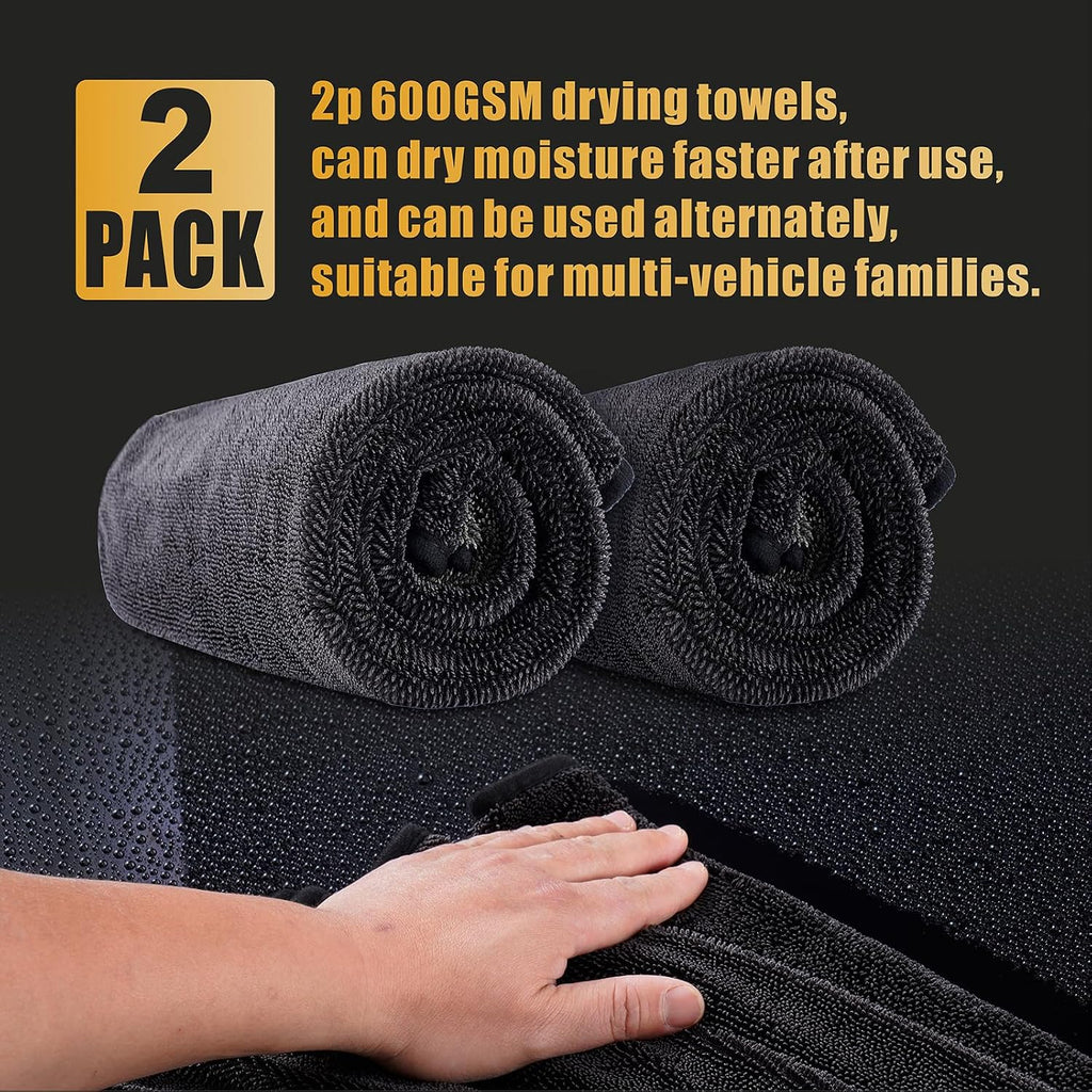 2-Pack Microfiber Car Drying Towel – Extra Large 24” X 36”, Streak-Free, Scratch-Free, and Ultra-Absorbent for Effortless Car Detailing