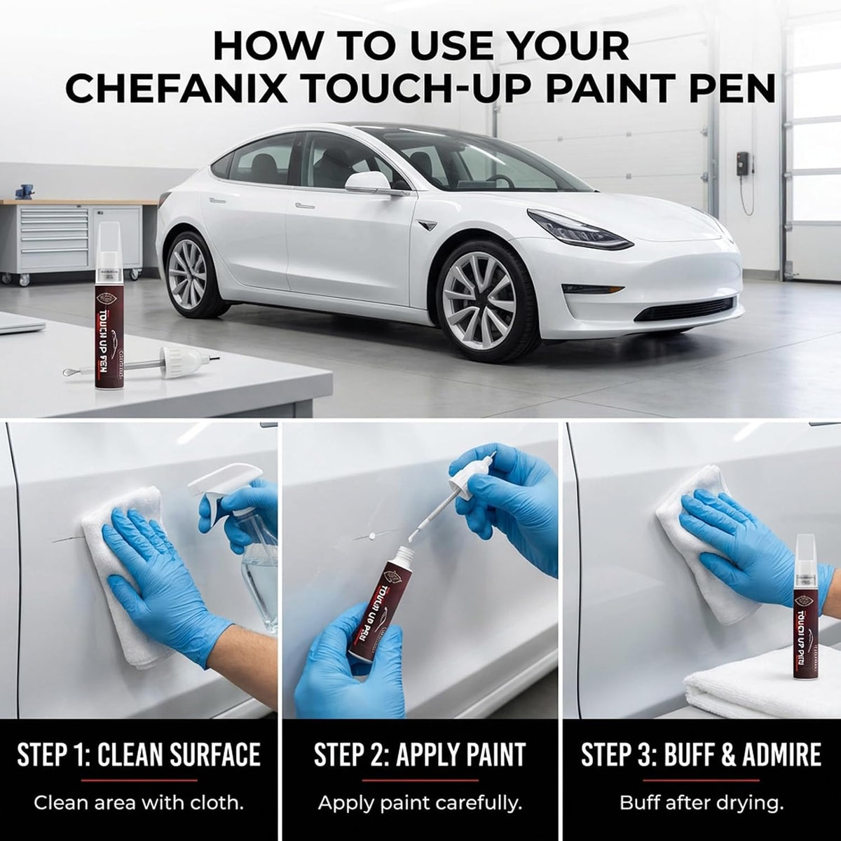 Black/Onyx Black(Gba/Wa8555) Touch up Paint Pen Compatible with Chevrolet GMC - Exact Color Match, 2-In-1 Brush & Pen,Car Paint Scratch Repair Kit for Silverado/Equinox/Malibu/Tahoe/Traverse/Colorado