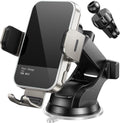 Wireless Car Charger,【7 Colored RGB Backlit】 15W Auto Clamping Car Charger Phone Mount Holder for Iphone 15 14 13 12 Mini Pro Max 11 XR X, Samsung Galaxy S23 Ultra S22 S21+ S10+ Note 20, Etc - Silver