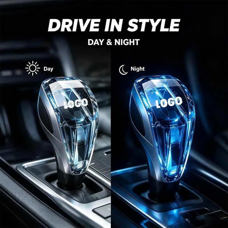 LED Crystal Gear Shift Knob, Touch Activated 7-Color RGB Light up Gear Shifter, USB Rechargeable Diamond-Cut Illuminated Shift Handle, Car Interior Upgrade Accessory Car Accessories Shifter Knobs Interchangeable Knob Gearshifter