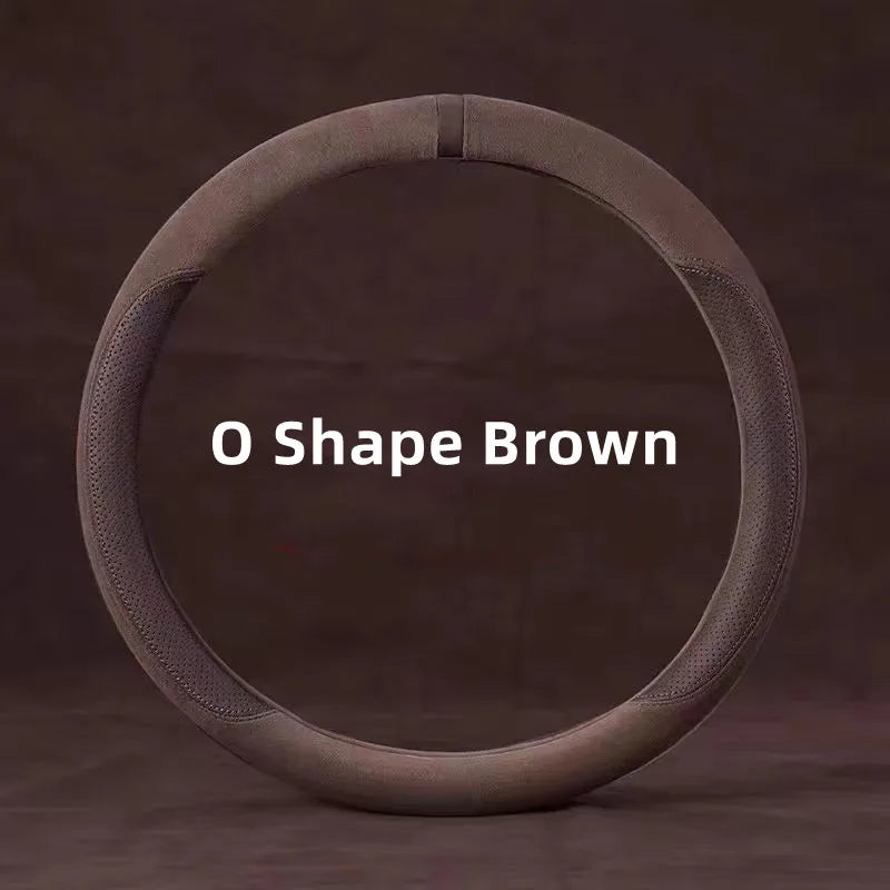 Suede Cover for All Seasons Auto Steering Wheel Cover Ultra-Thin Non-Slip D-Shaped round Breathable Car Steering Wheel Protector