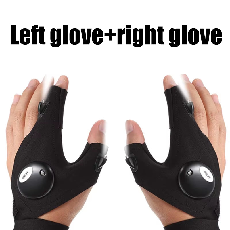 Motorcycle Cycling Gloves Fishing Gloves with LED Flashlight Night Light Waterproof Outdoor Repairing Glove Moto Accessories