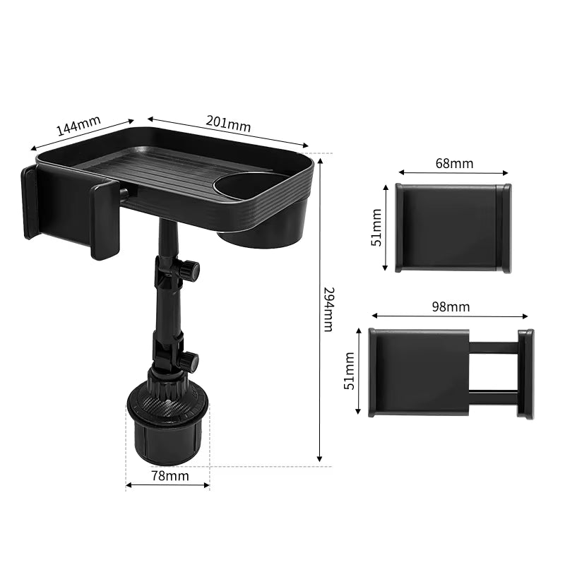 Adjustable Car Cup Holder Tray 360 Degree Rotatable Car Table for Phone Slot Food Organized Drink Holder in Car Accesories