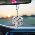 Bling Rhinestone Dice Shape Car Hanging Ornament - Full Crystal Multi-Faceted Sparkle Shine Rearview Mirror Pendant, Car Accessories with Detachable Chain, Sohochic Vehicle Interior Decor Charm, Bag Charm
