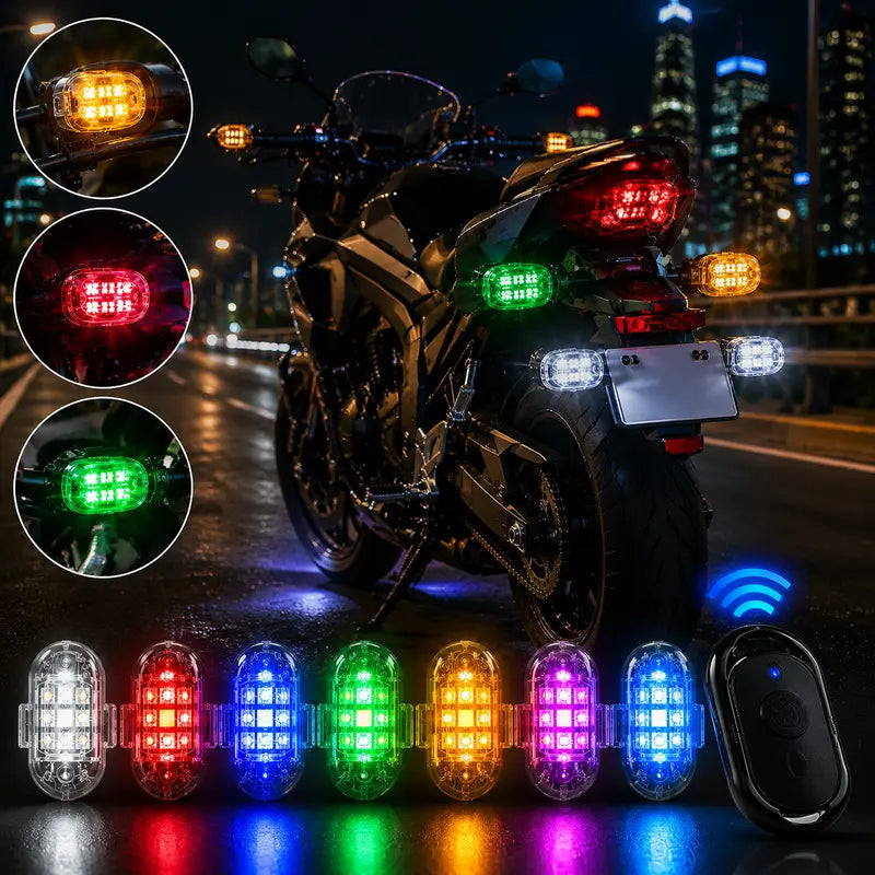 Wireless RGB LED Car Underglow Kit - Strobe Light Module, Remote Control, USB Rechargeable Carlights, Surface-Mount Automotive Accessory with Underglow LED Lights for Cars, Helmet & Drone Fit, Emergency Use