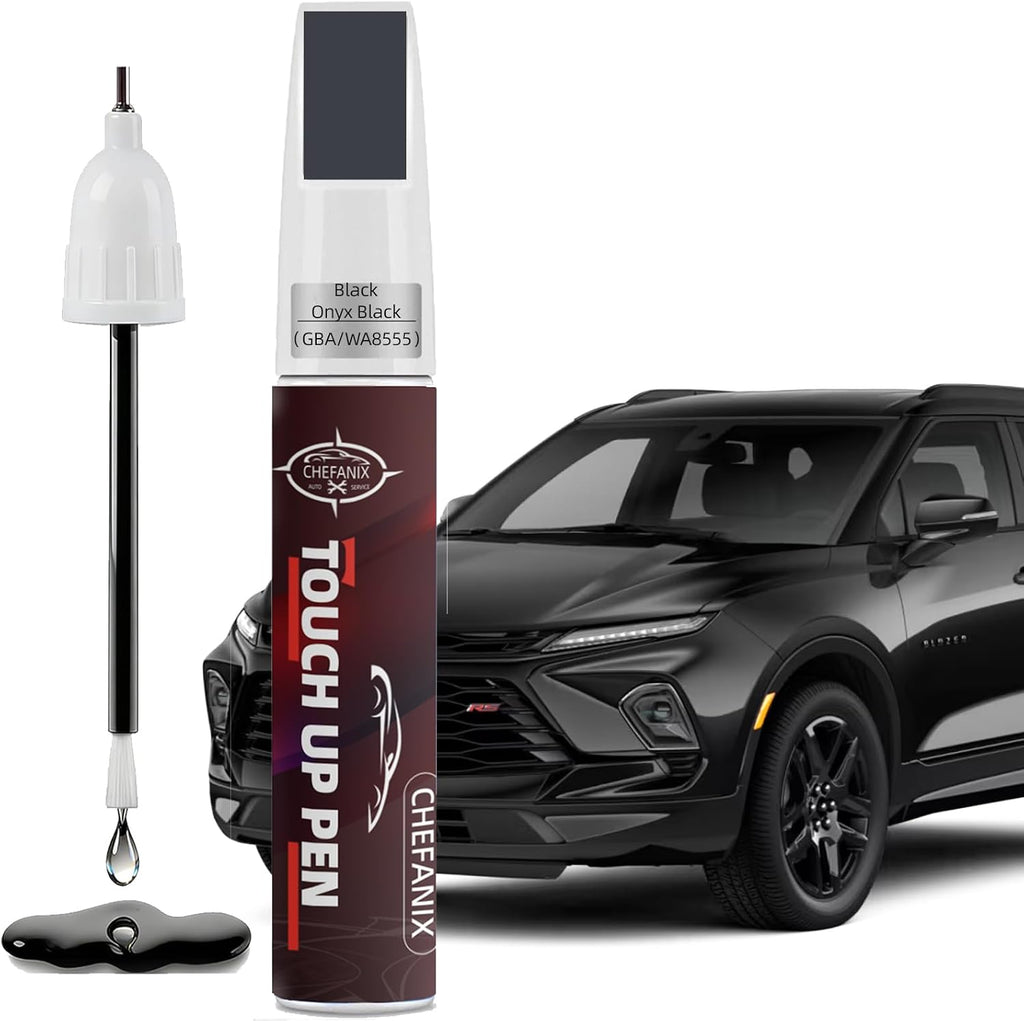 Black/Onyx Black(Gba/Wa8555) Touch up Paint Pen Compatible with Chevrolet GMC - Exact Color Match, 2-In-1 Brush & Pen,Car Paint Scratch Repair Kit for Silverado/Equinox/Malibu/Tahoe/Traverse/Colorado
