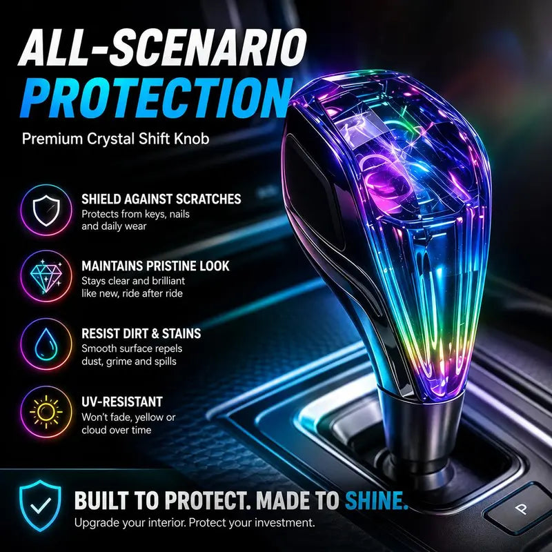 LED Crystal Gear Shift Knob, Touch Activated 7-Color RGB Light up Gear Shifter, USB Rechargeable Diamond-Cut Illuminated Shift Handle, Car Interior Upgrade Accessory Car Accessories Shifter Knobs Interchangeable Knob Gearshifter