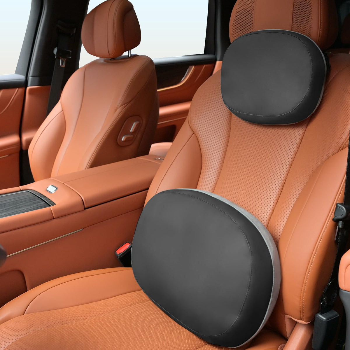 Car Neck Pillow & Lumbar Support Set — Driver Seat Headrest & Waist Cushion