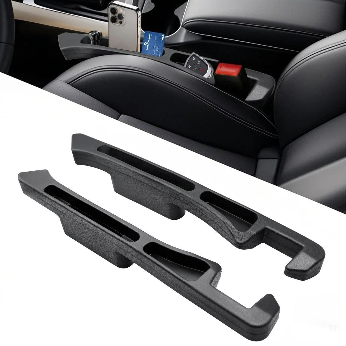Car Seat Gap Filler — Waterproof Organizer with Storage Grooves, 2-Pack